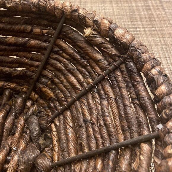 Dark Brown Woven Handled Oval Rustic Open Basket - Picture 6 of 12